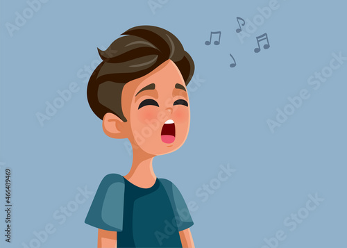 Teen Boy Singing Vector Cartoon Illustration