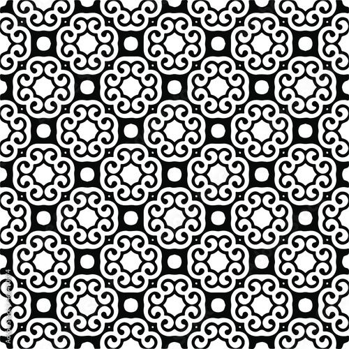  Seamless vector pattern in geometric ornamental style. Black pattern.Design element for prints, backgrounds, template, web pages and textile pattern. Geometric art.