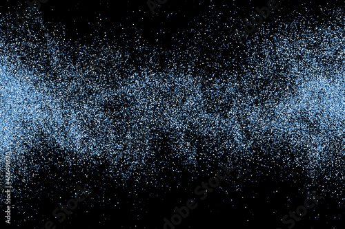 Abstract splashes of water on black background. Frozen motion of round particles. Rain, snow overlay texture. Vector Illustration, Eps 10.