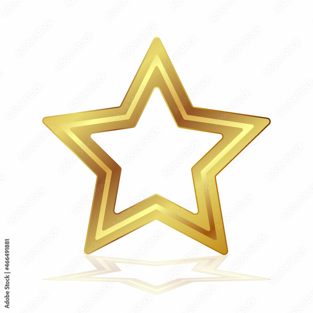 Gold star with an empty center. 3 D. Vector illustration. Gold star with an empty center. 3 D. Vector illustration.