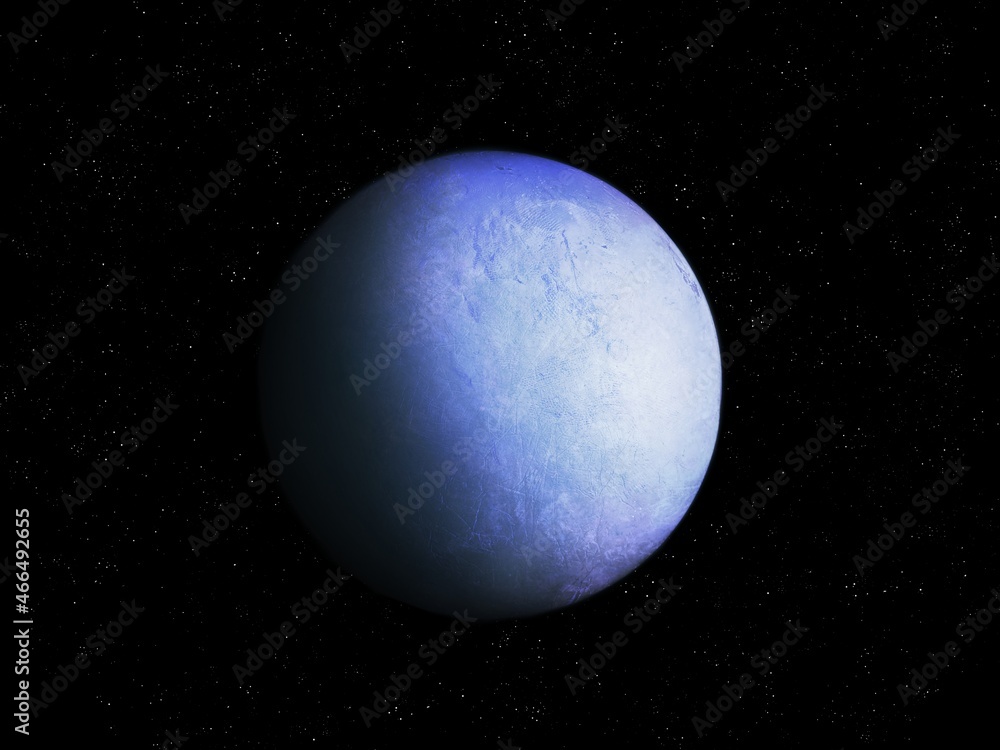 Obraz premium New alien world, view from space. Planet where life is possible 3d illustration. 