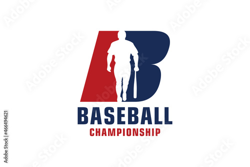 Letter B with Baseball Logo Design. Vector Design Template Elements for Sport Team or Corporate Identity.