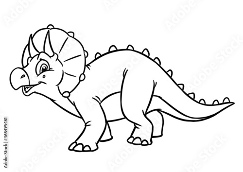 Herbivorous dinosaur Triceratops illustration cartoon coloring