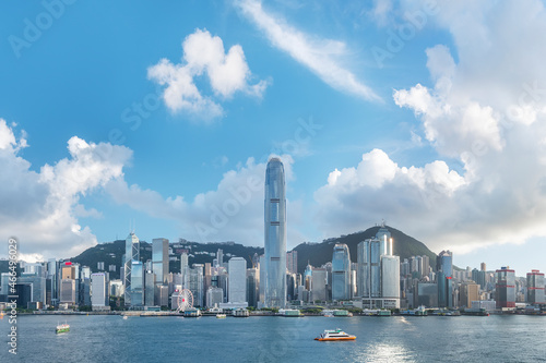 Canvas Print Panorama of skyline of Victoria Harbor in Hong Kong city