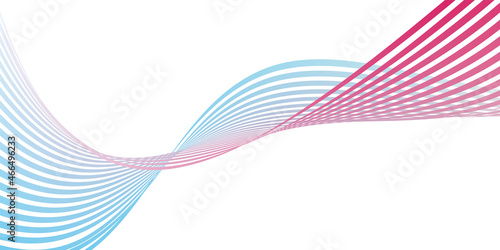Wavy lines or ribbons. Multicolored striped gradient. Creative unusual background with abstract gradient wave lines for creating trendy banner, poster. Vector eps