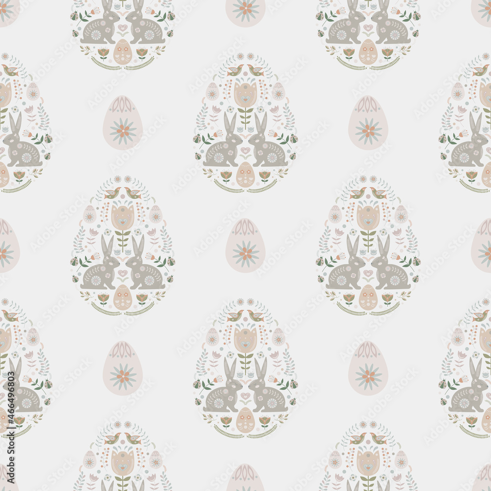 Easter eggs seamless pattern, with Easter bunnies Easter eggs seamless pattern, with Easter bunnies