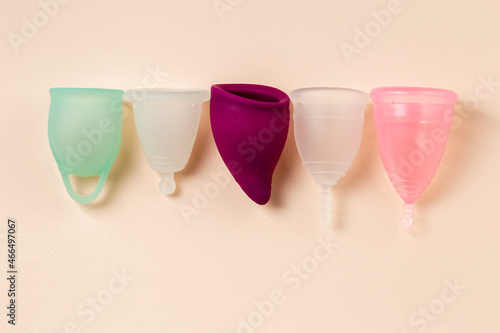 Menstrual cups different size, shapes and colors photo