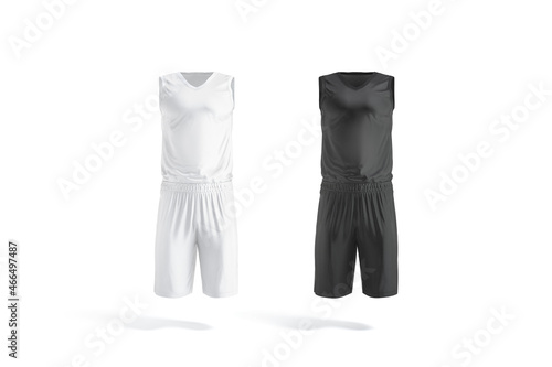 Blank black and white basketball uniform mockup, front view