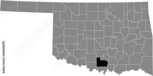 Slika na platnu Black highlighted location map of the Carter County inside gray administrative m