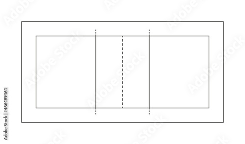 Volleyball field. Volleyball court in line style. Icon for stadium, beach and pitch. Top view. Black square on white background. Outline arena for competition. Vector
