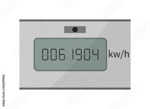 Electric meter. Meter of electricity. Counter box with display for measure consumption of electrician. Equipment for home. Machine for control and economize energy. Data panel. Vector
