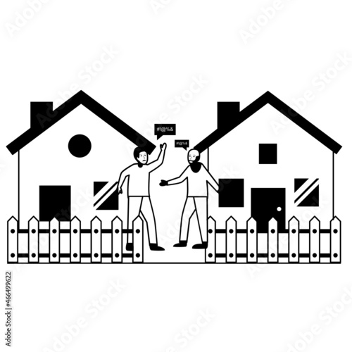 invasion of privacy Concept, neighbour are fighting Vector Color Icon Design, neighbourhood conflicts Stock illustration, bad neighbors Symbol