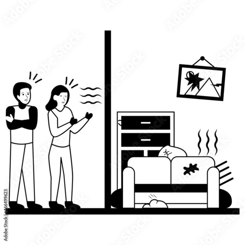 Trash Collectors neighbour Concept,  Odors nuisance or Smells Vector Color Icon Design, neighbourhood conflicts Stock illustration, bad neighbors Symbol
