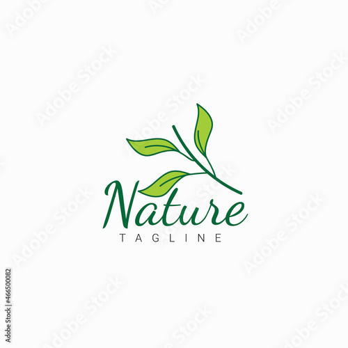 Green tree leaf nature element vector logo