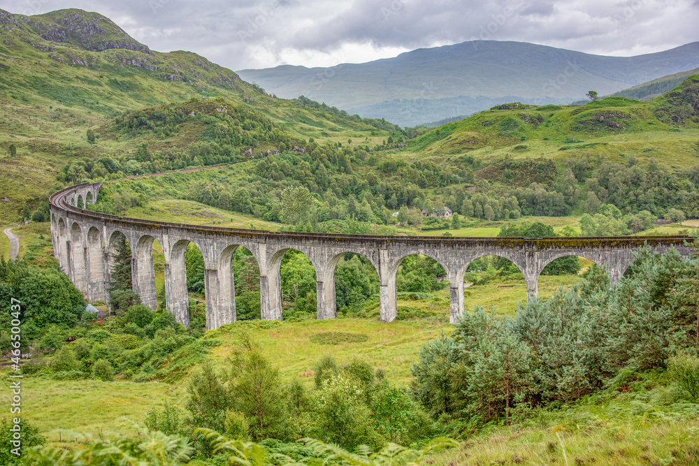 The Glenfinnan Viaduct is a railway viaduct on the West Highland Line in Glenfinnan, Inverness-shire, Scotland. Located at the top of Loch Shiel in the West Highlands of Scotland, the viaduct overlook