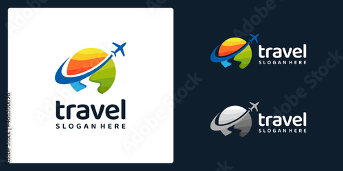 Air travel logo template. Travel logo. sea logo. river logo concept. Sunset or sunrise icon. Plane logo. Plane vector. Landscape logo. Airplane icon. Airplane vector.