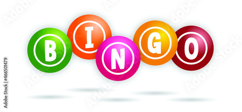 Slogan bingo for lottery and balls. Game of chance to win for young and old. Cartoon vector logo or symbol