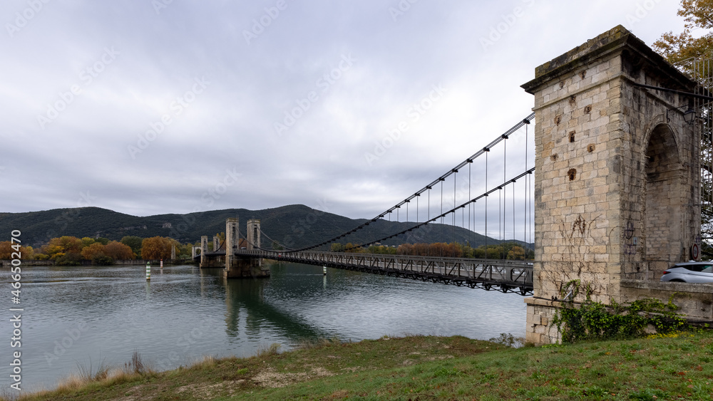 Fototapeta premium Robinet bridge over Rhône river in Donzère, France