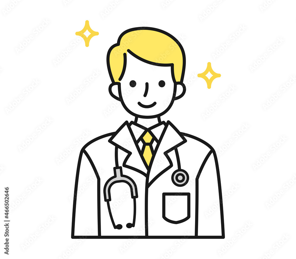 白衣を着た男性の医師のアバター用イラスト素材