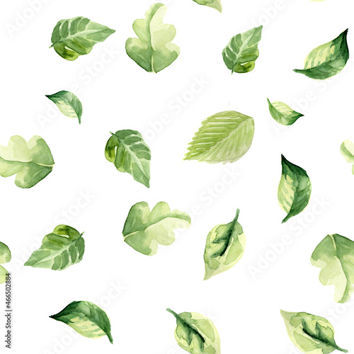 seamless pattern of watercolor leaf © Deell