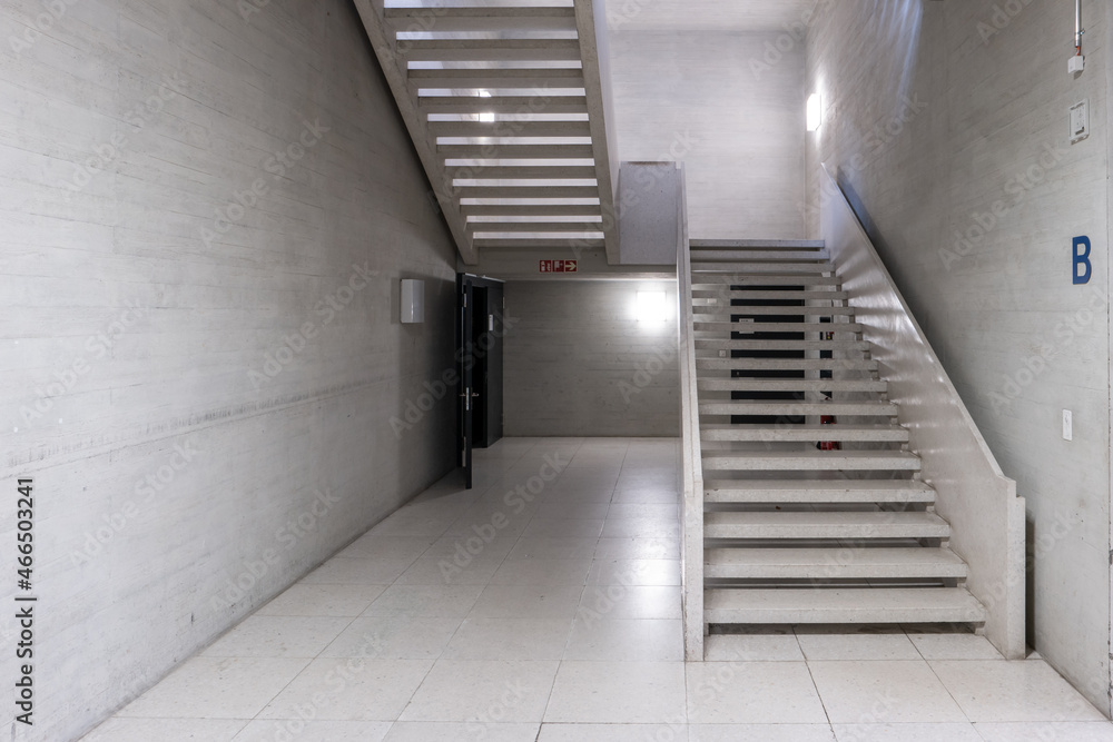 Fototapeta premium Modern building abstract interior stairway, no people