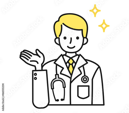白衣を着た男性の医師のアバター用イラスト素材
