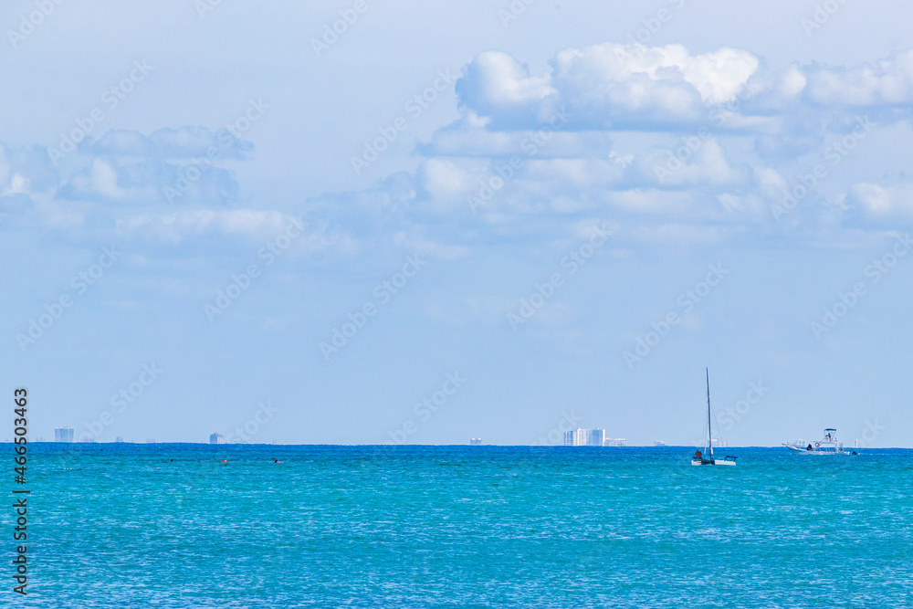 Fototapeta premium Boats yachts between Cozumel island and Playa del Carmen Mexico.