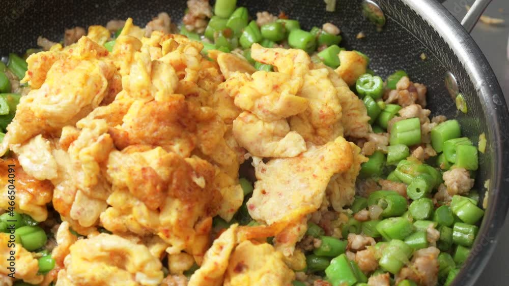 Chinese characteristic home-cooked green beans with shrimp paste and minced pork Chinese characteristic home-cooked green beans with shrimp paste and minced pork