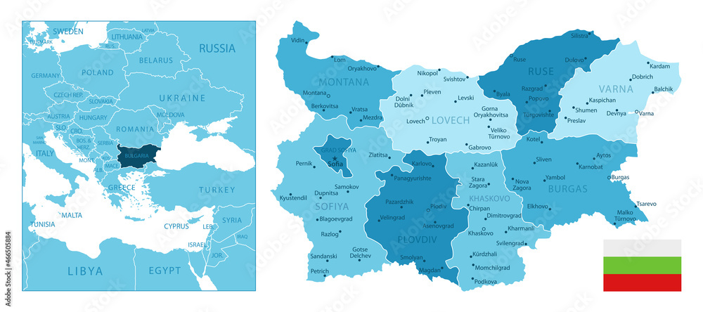 Obraz premium Bulgaria - highly detailed blue map.