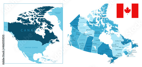 Canada - highly detailed blue map.
