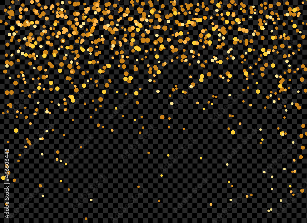 Gold glitter particles isolate on png or transparent  background with sparkling  snow and star light. Graphic resources for Christmas, New Year, Birthdays and luxury card. Vector illustration