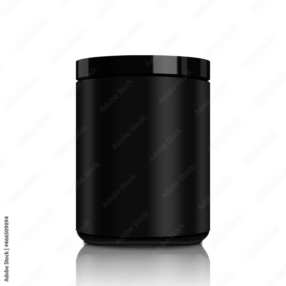Matte Finish Product Protein Jar with Gloss Lid Without Label on Isolated White Background Matte Finish Product Protein Jar with Gloss Lid Without Label on Isolated White Background
