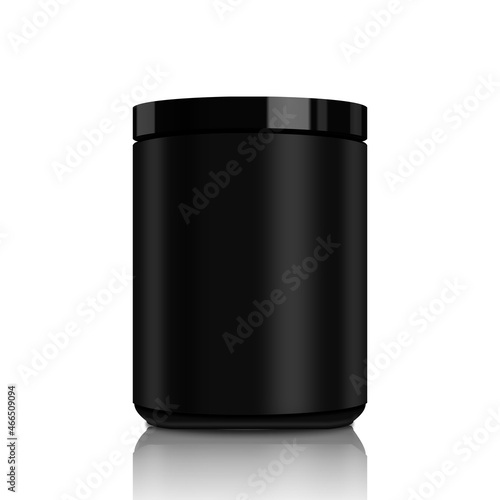 Matte Finish Product Protein Jar with Gloss Lid Without Label on Isolated White Background photo