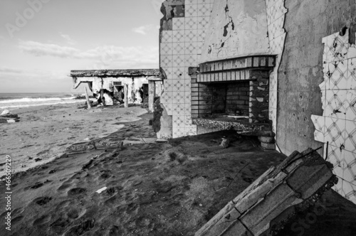 Fireplace from destroyed house on the beach in Naples Italy