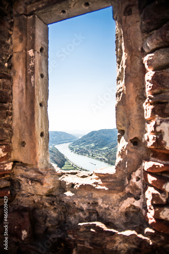 Photography View from an old window overlooking the Danube in Austria