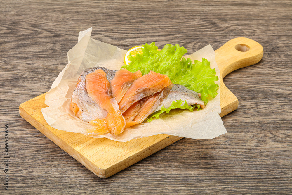 Sliced natural wild trout fillet Sliced natural wild trout fillet