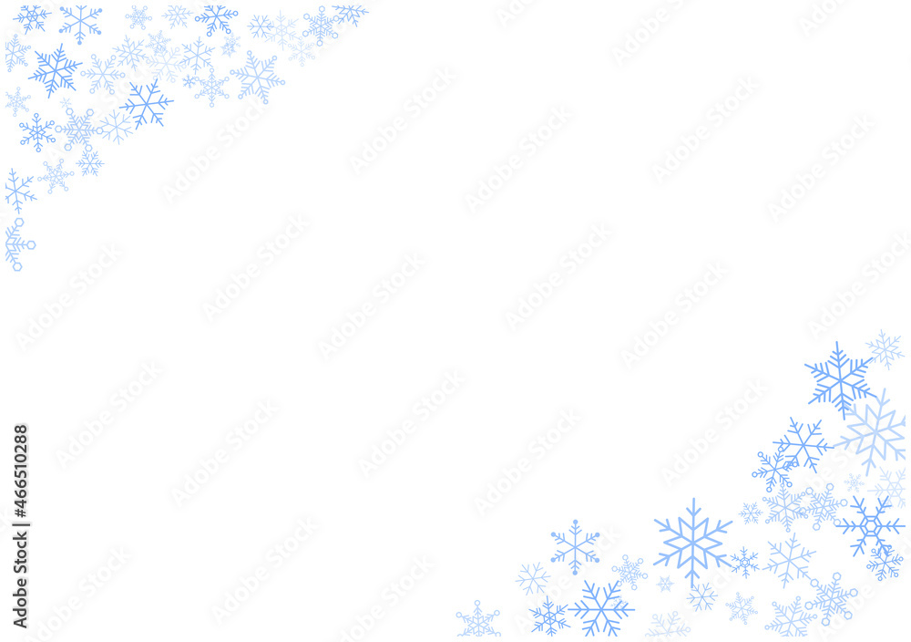 雪の結晶　フレーム　バナー　背景　シンプル　テンプレート　青