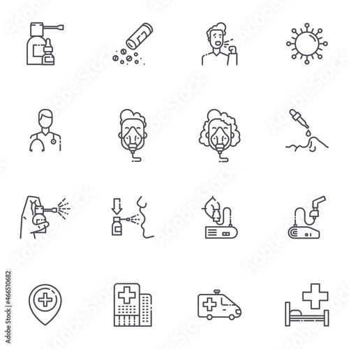 Set of vector Healthcare and medical line icons isolated on white transparent background.