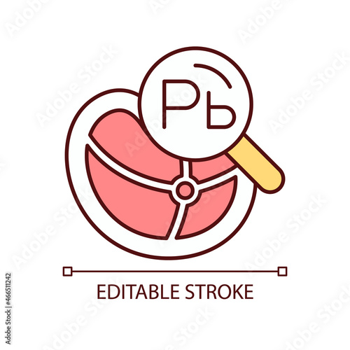 Heavy metal testing RGB color icon. Metal trace detection. Heavy metals in products. Hazardous materials. Nutrition analysis. Isolated vector illustration. Simple filled line drawing. Editable stroke
