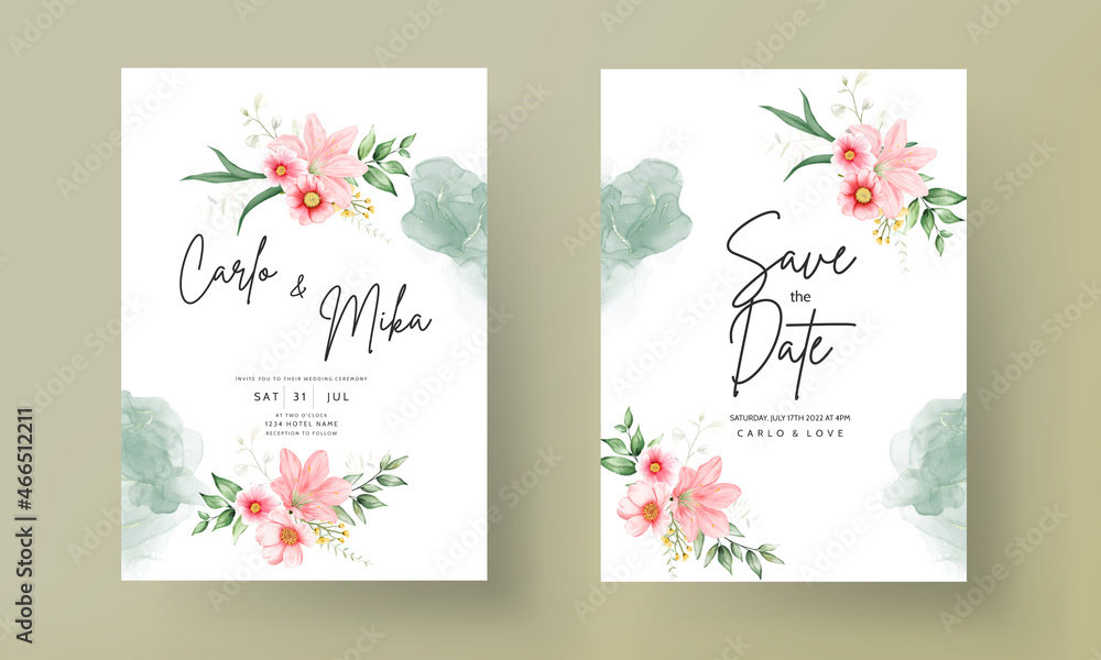 romantic watercolor floral wedding invitation template
