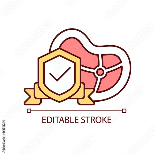Food safety RGB color icon. Food hygiene. Foodborne illness prevention. Preparation and conservation methods. Clean product. Isolated vector illustration. Simple filled line drawing. Editable stroke