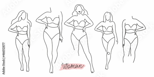 Vector set of silhouettes of women in underwear