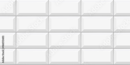 White subway tile seamless pattern. Wall with brick texture. Vector geometric background design
