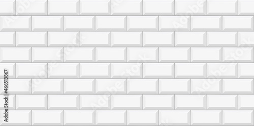 White subway tile seamless pattern. Wall with brick texture. Vector geometric background design