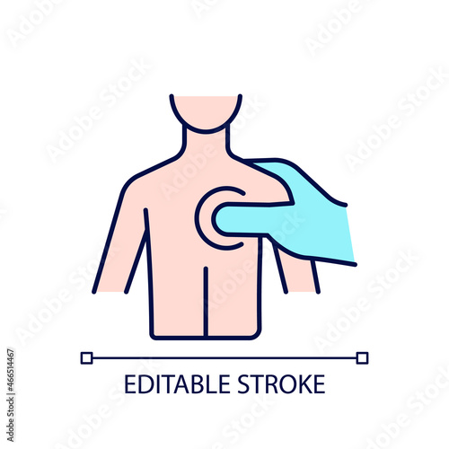Trigger points massage RGB color icon. Increase blood circulation. Relaxing tight muscles. Focus on tense spots. Isolated vector illustration. Simple filled line drawing. Editable stroke