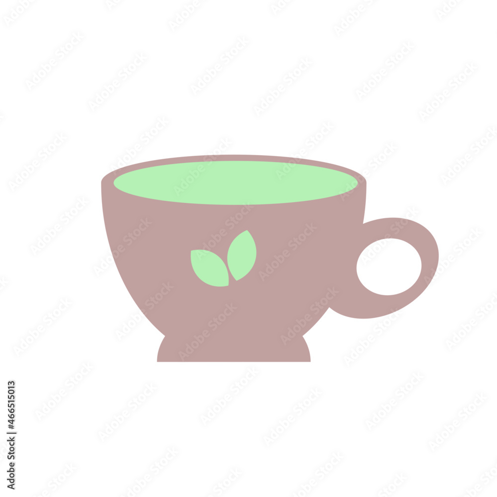 Mug with green tea. The icon is suitable for drinks, green tea theme. Mug with green tea. The icon is suitable for drinks, green tea theme.