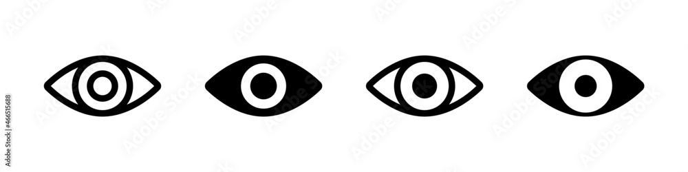 Eye icon vector set. Eyesight vision sign. Eye modern symbol isolated on white background. Eye icon vector set. Eyesight vision sign. Eye modern symbol isolated on white background.