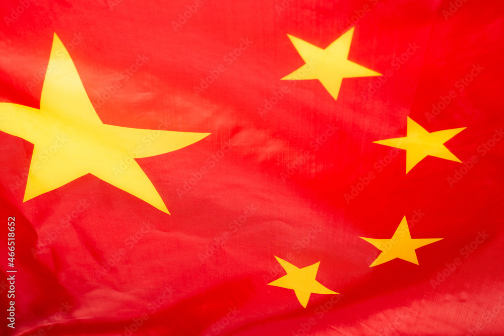 China flag waving as a background.