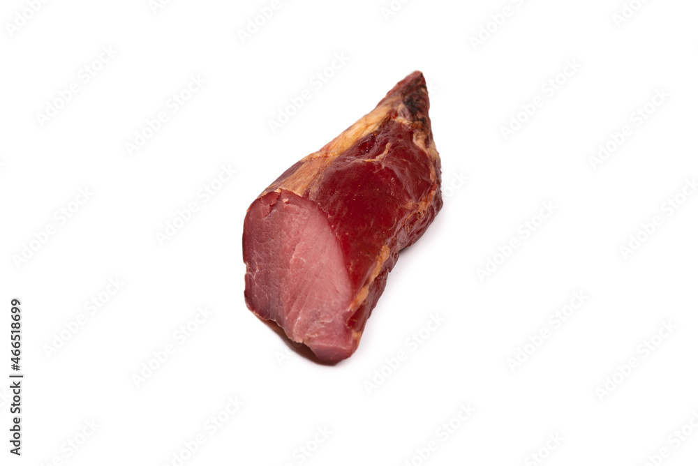 Smoked meat isolated on a white background. Top view.