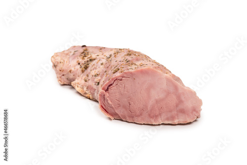 Boiled meat, boiled pork isolated on a white background.